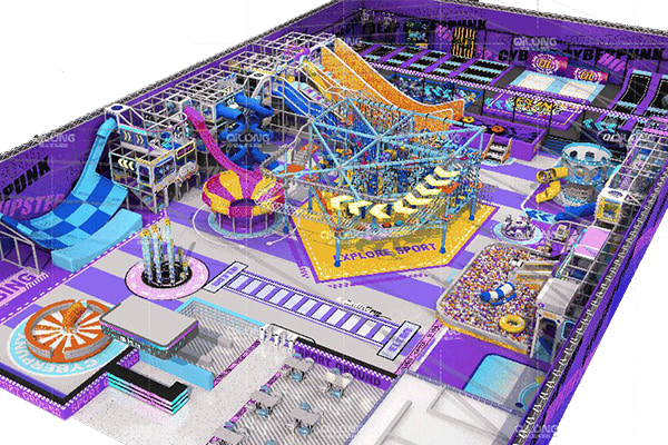 Parque de atracciones Qilong** 2000 m² Proyecto de parque infantil y trampolines cubierto de Shanghái